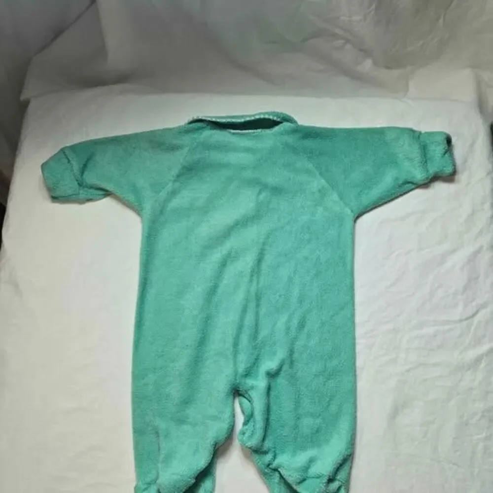 Paddington Bear Newborn to 0-3 month vintage green terry cloth footed sleepwear